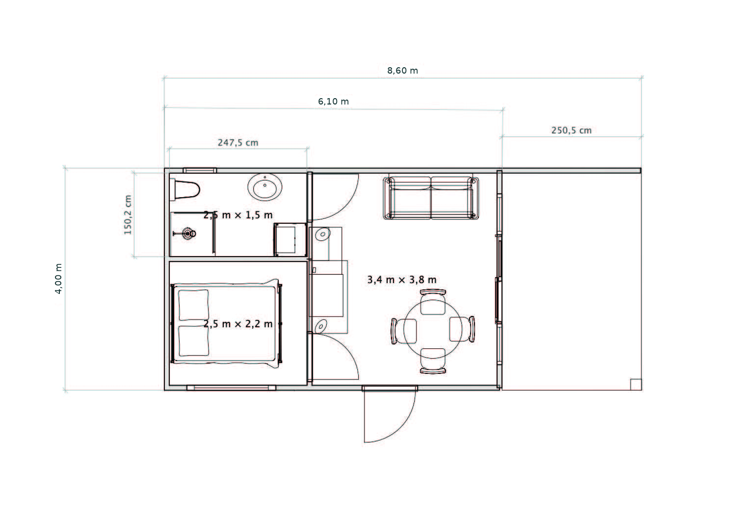 Tloris – WOOD – 24 m²