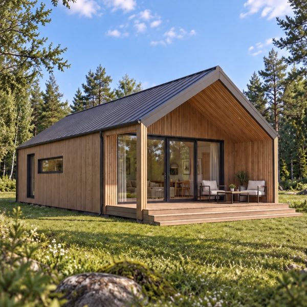 Lesena montažna hiša WOOD 40 m² – lesena fasada